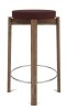 Audo PASSAGE Hoker Tapicerowany - Krzesło Barowe 66 cm Orzech / Obręcz Srebrna - Tkanina Vidar 0693